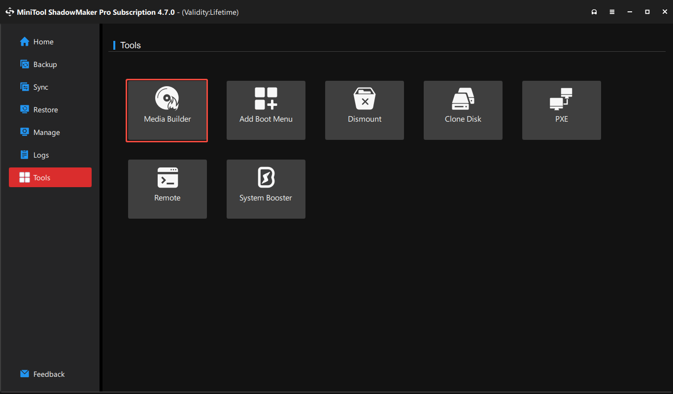 Media Builder in MiniTool ShadowMaker