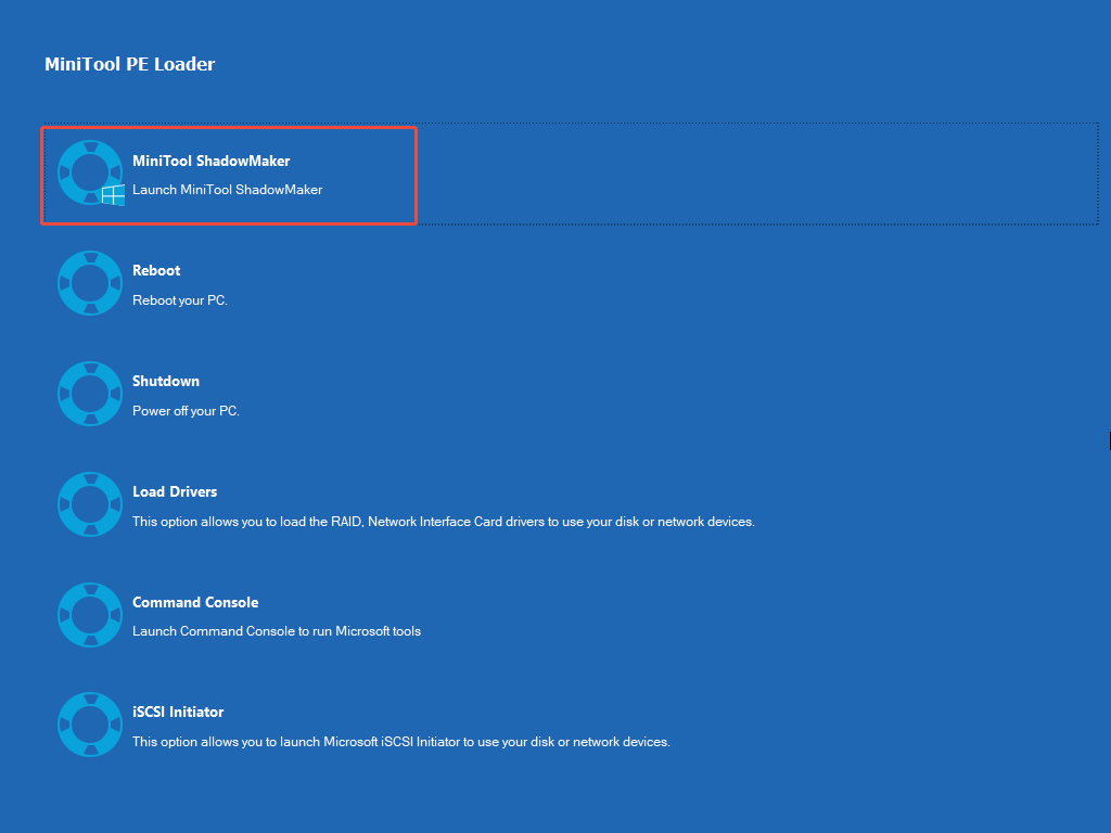 MiniTool WinPE environment
