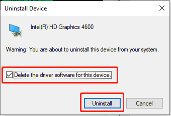 check Delete the driver software for this device