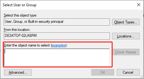 input administrator (your user account)