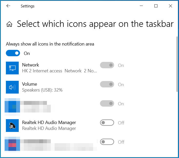 show all icons in the notification area