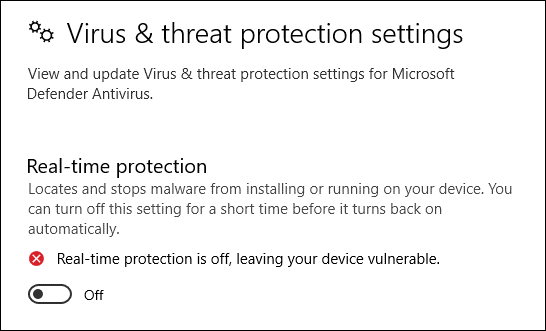 disable Real-time protection