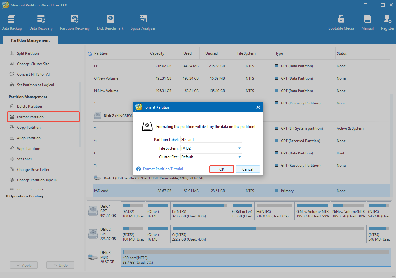 click OK to confirm the settings