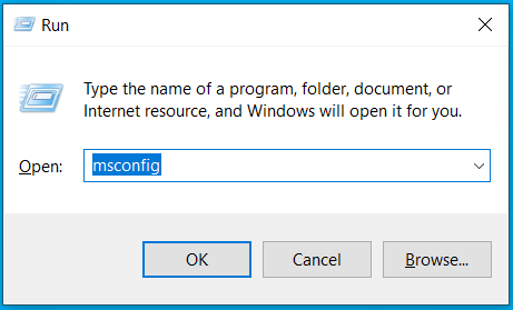 type msconfig in Run