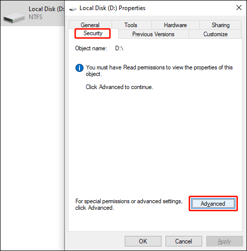 Haga clic en Avanzado