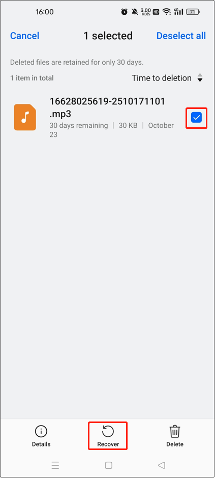 recover deleted music files on Android