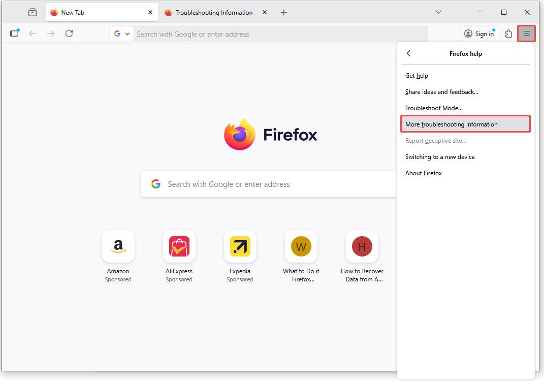 select More troubleshooting information