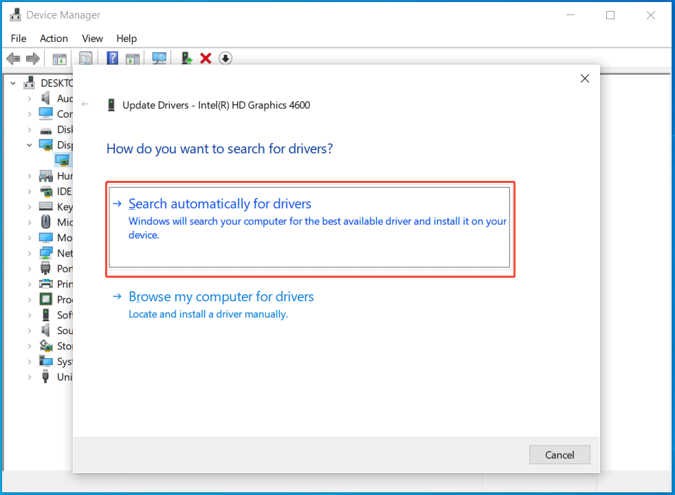 update graphics driver in Device Manager