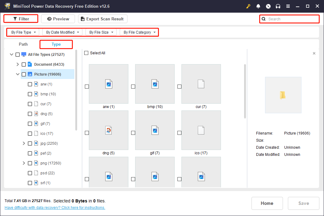 find the target files in MiniTool Power Data Recovery