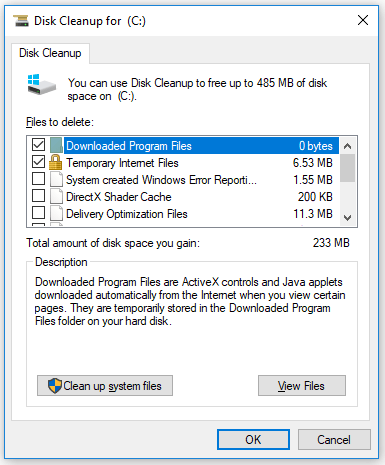 Seleccione los archivos que desea eliminar