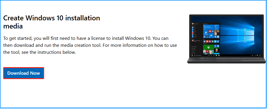 Cliquez sur ??Télécharger maintenant?? sur la page de téléchargement de Windows 10