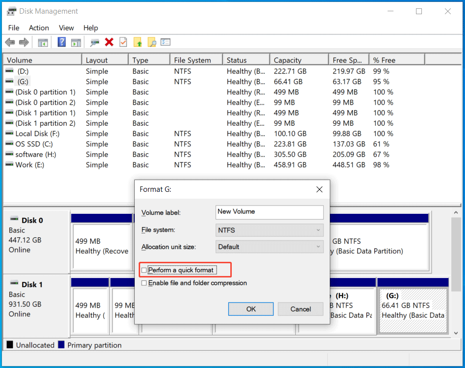 full format your drive in Disk Management