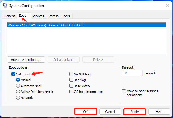Selecciona Arranque seguro