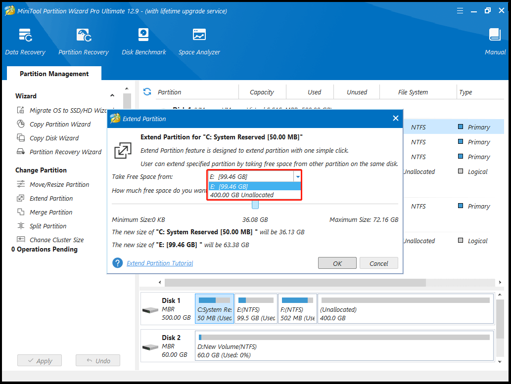 scegli lo spazio libero da