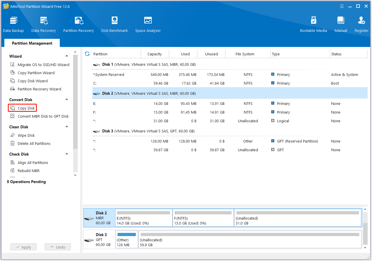 seleziona Copia disco