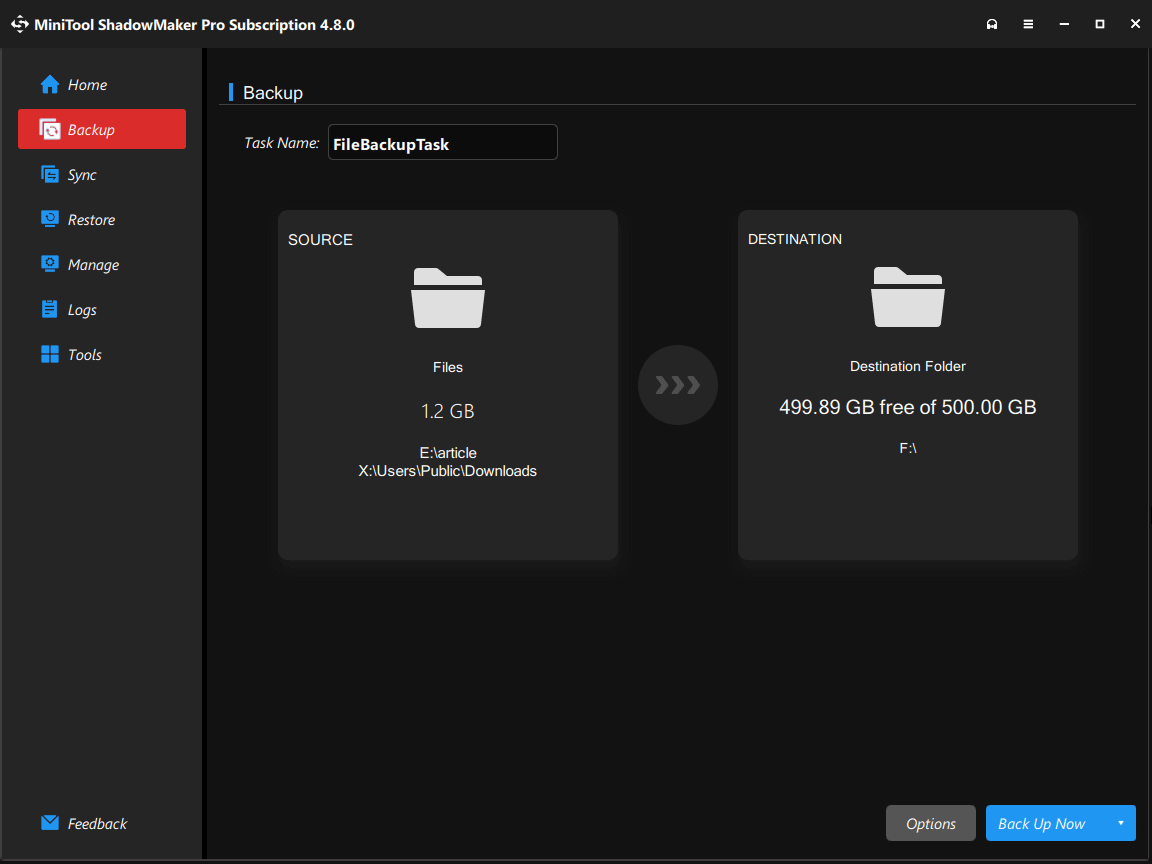 back up files with MiniTool ShadowMaker Bootable Edition