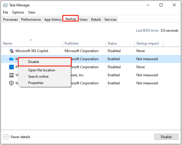 disable Startup Programs in Task Manager
