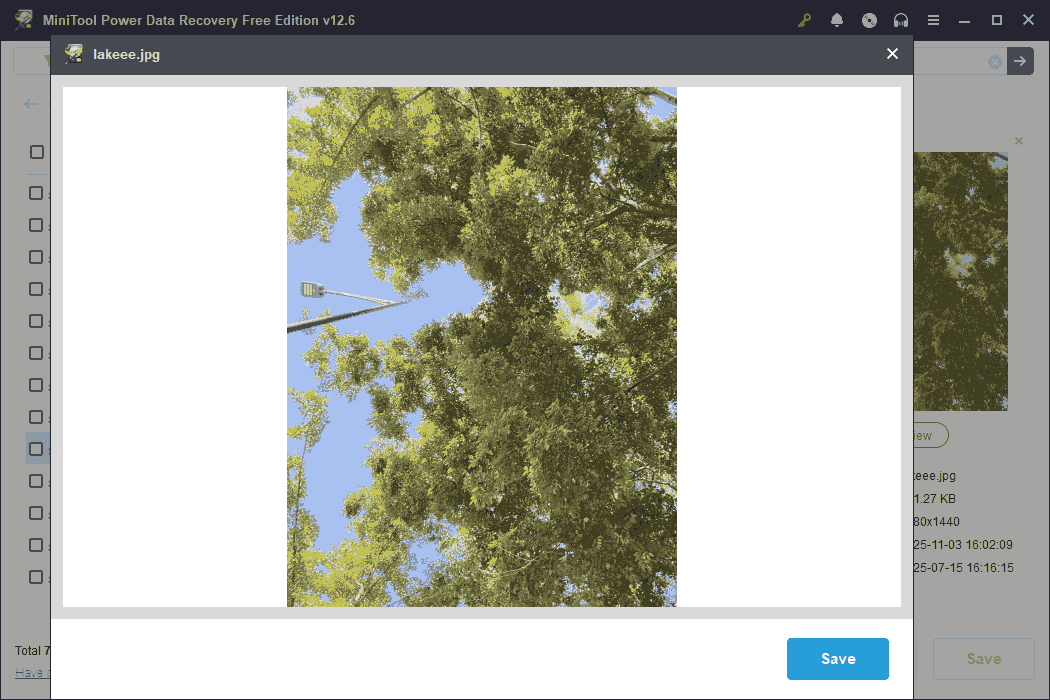 preview the file in MiniTool Power Data Recovery