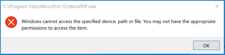 Screenshot of Windows cannot access the specified device error.