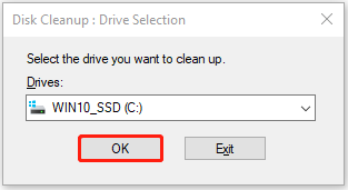 select system drive in the Disk Cleanup: Drive Selection window