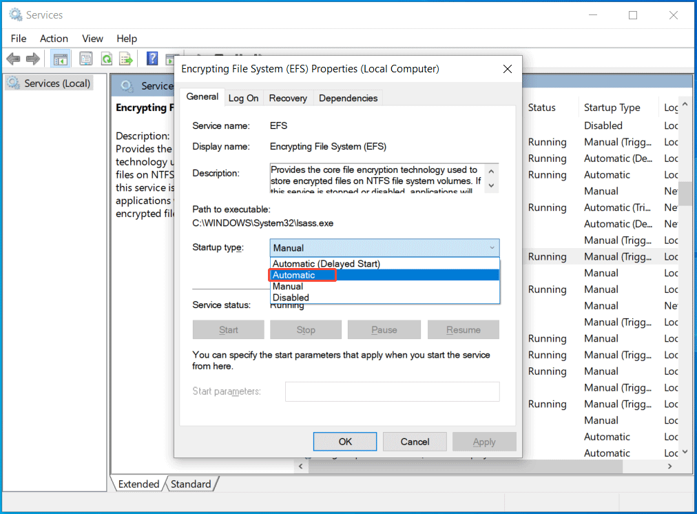Configurar el sistema de archivos cifrados en modo automático