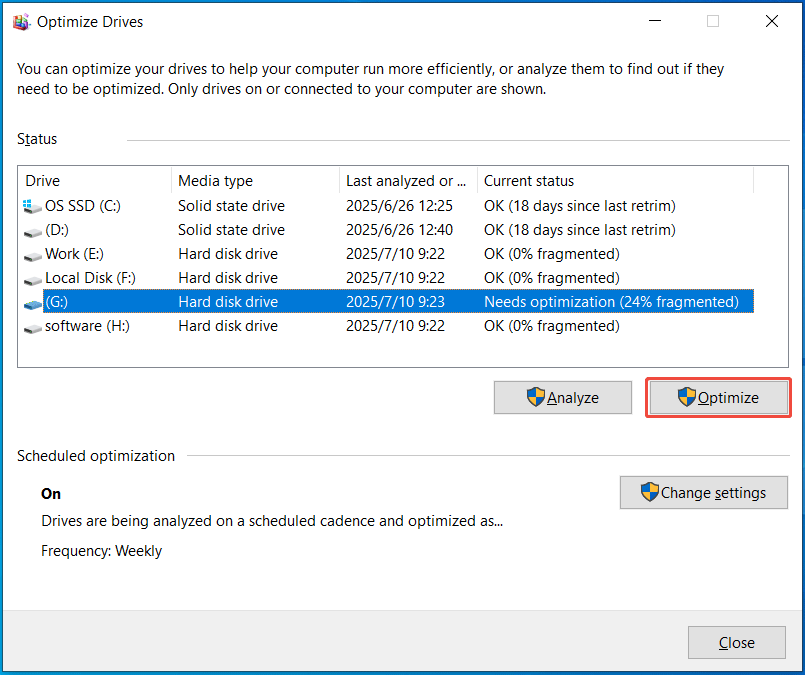 Desfragmentar el disco duro (HDD)