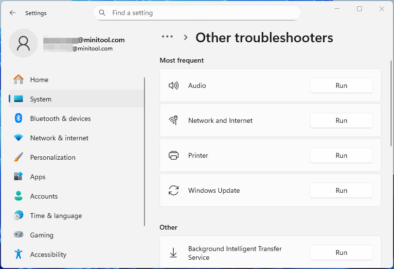 The Other troubleshooters panel in Windows 11 Settings.