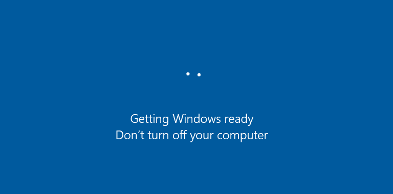 The window showing the getting Windows ready message.