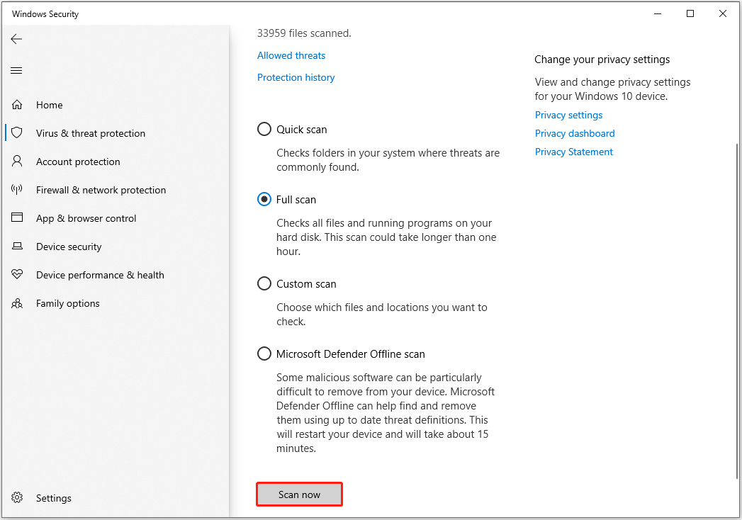 Esegui una scansione completa del tuo computer