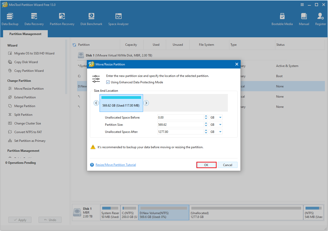 Estenda a partição no MiniTool Partition Wizard