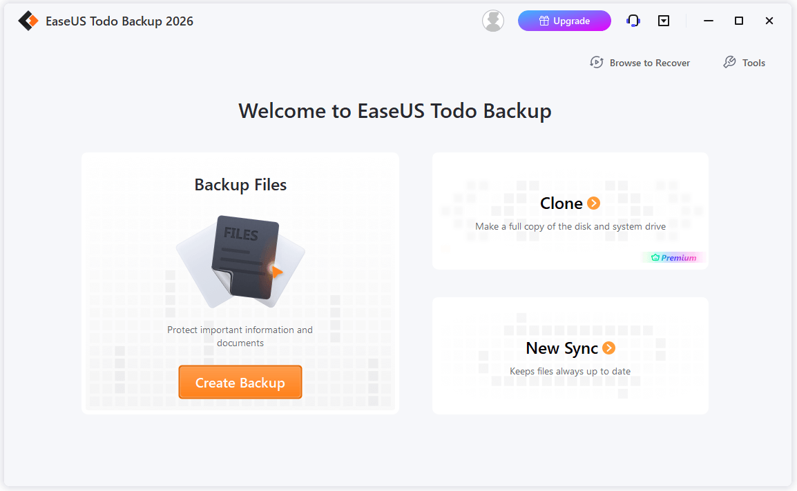 The interface of EaseUS Todo Backup.