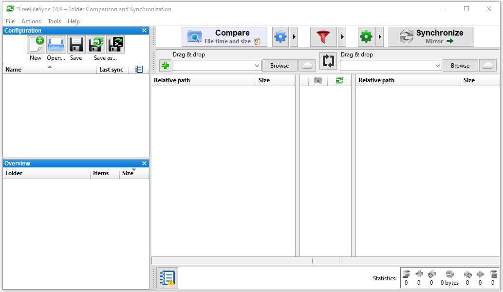 The interface of FreeFileSync.