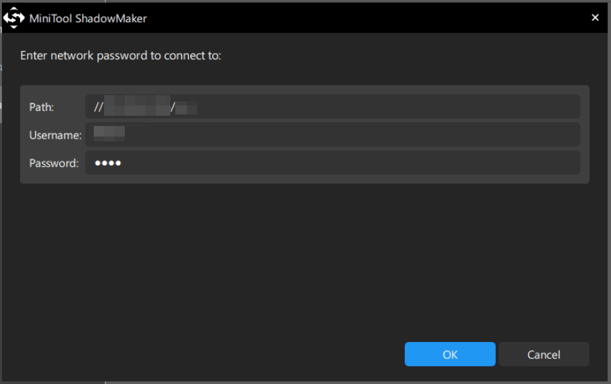 The MiniTool ShadowMaker window for NAS backup.