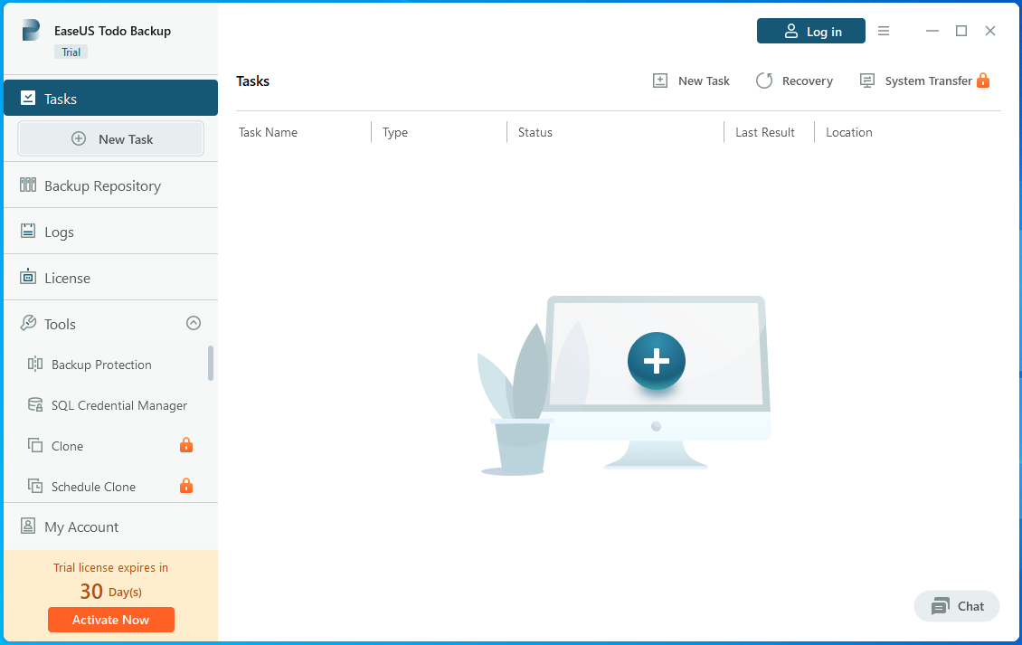 The main window of EaseUS Todo Backup.