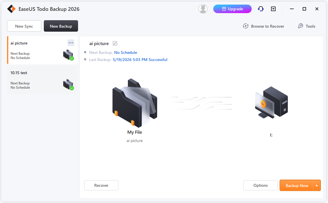 The interface of EaseUS Todo Backup.