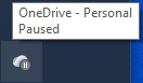 The OneDrive icon is shown with a paused icon.
