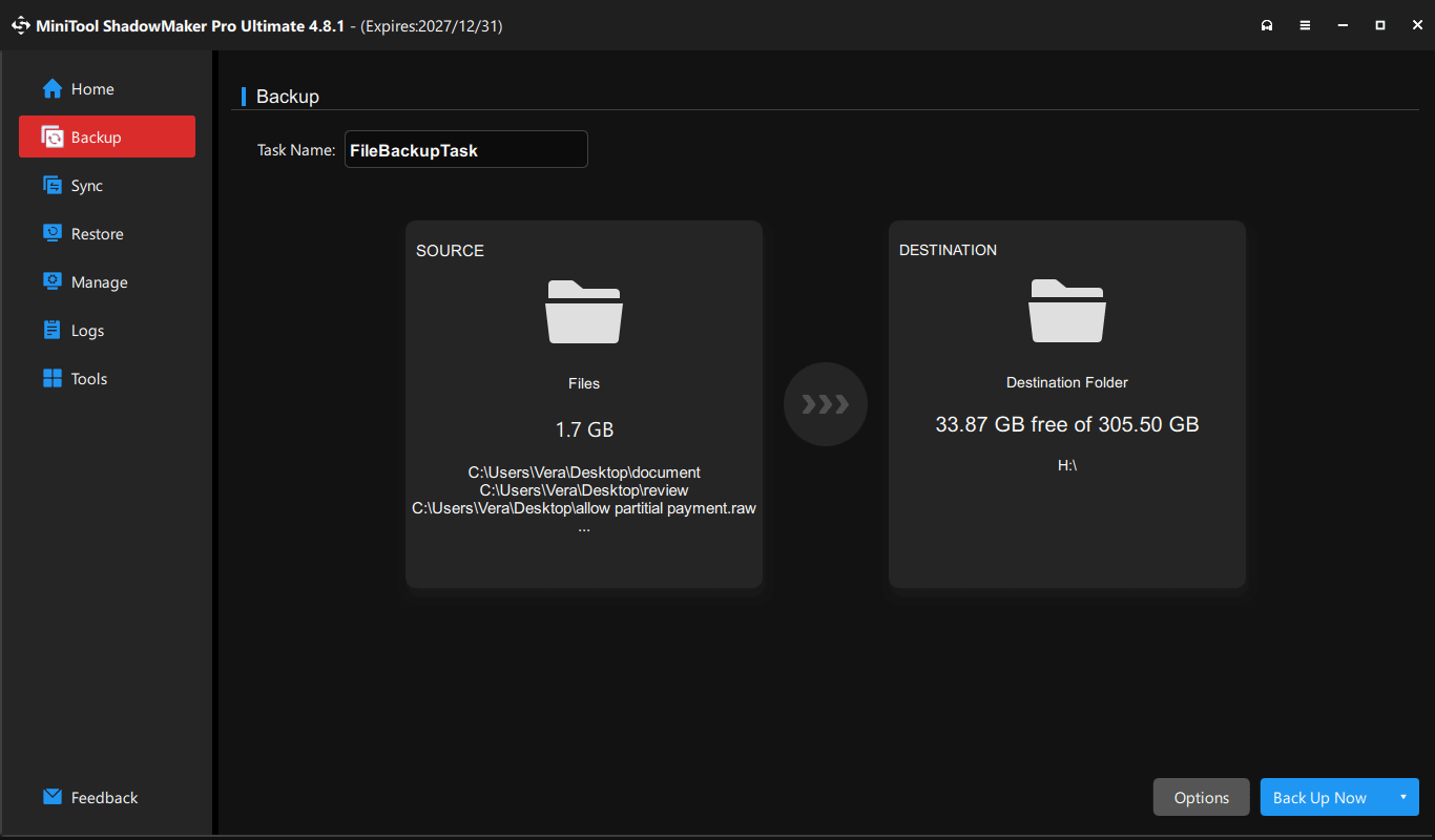 Using MiniTool ShadowMaker to back up files before Windows 11 upgrade or clean install.
