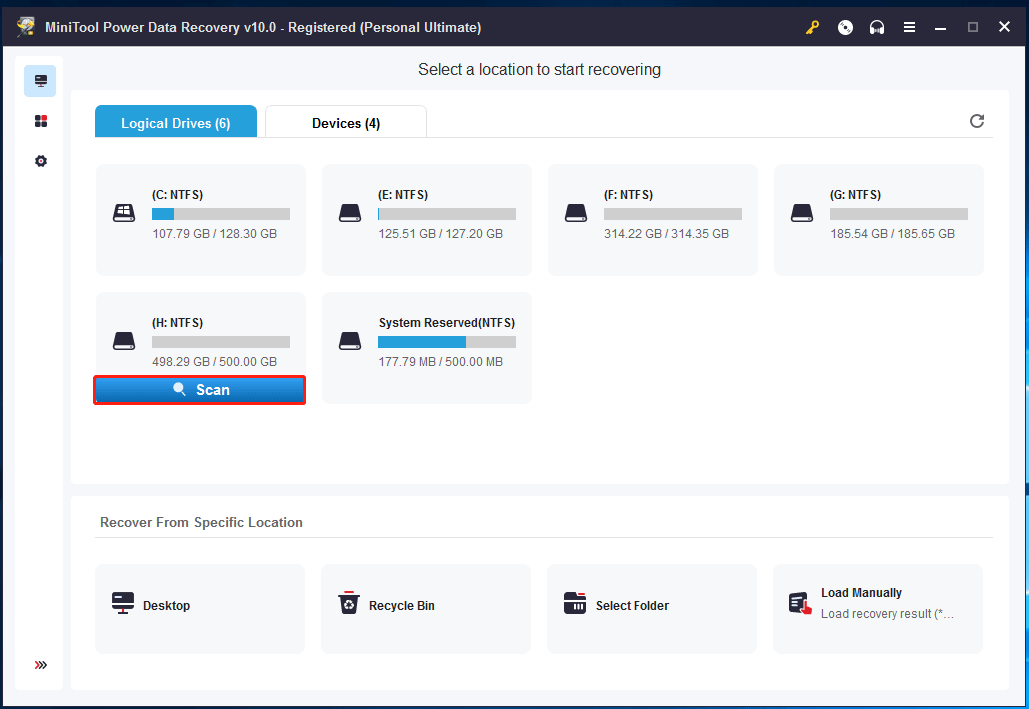 selecione este recurso para recuperar dados