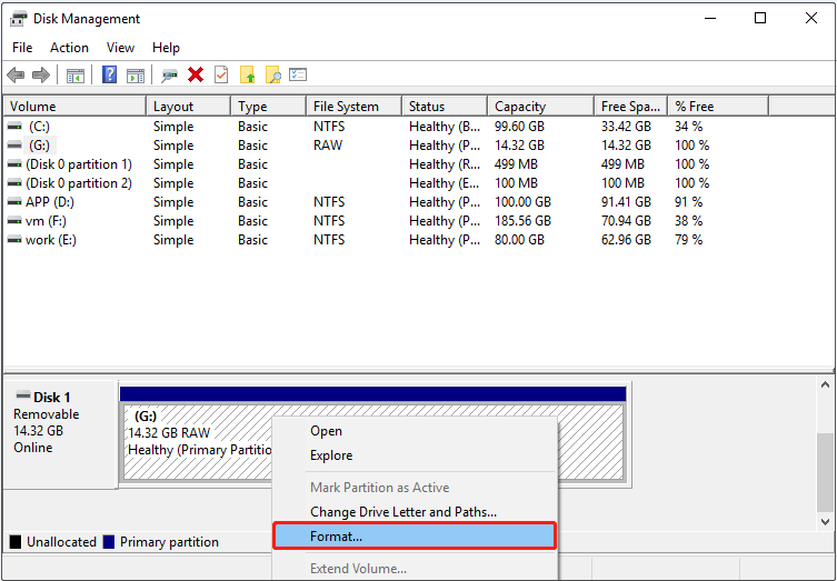 format the partition