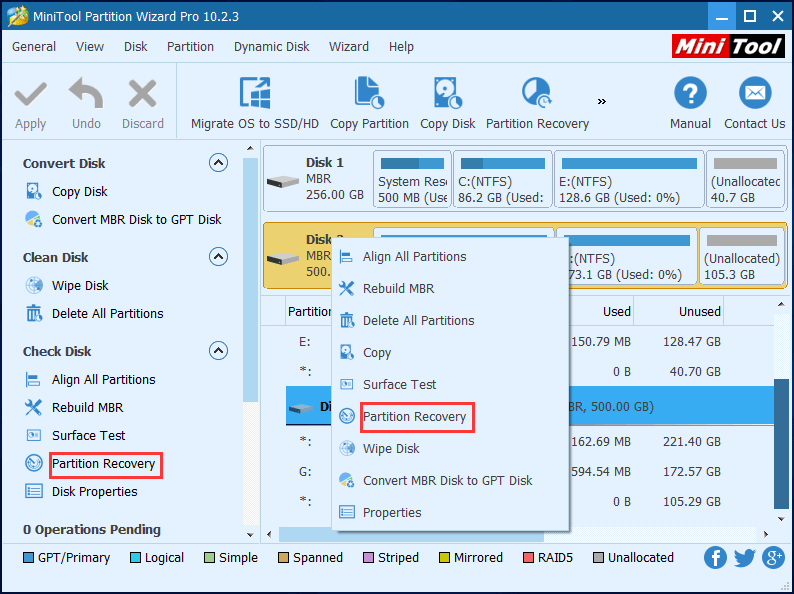 choose partition recovery feature