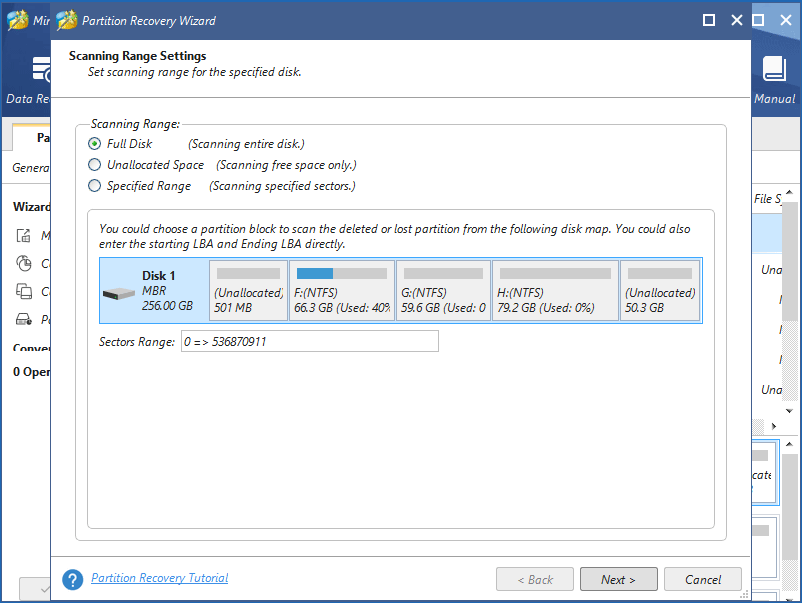 scanning range settings