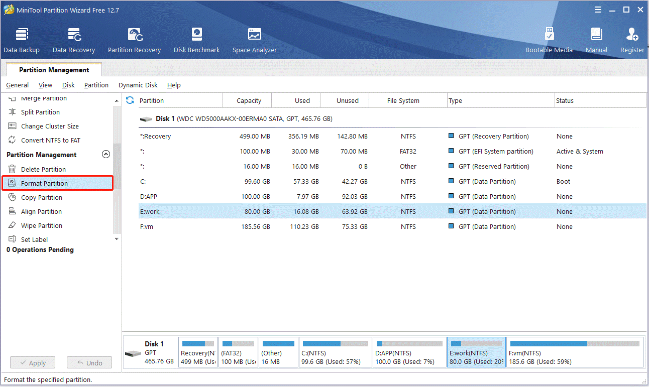 select the button to format a partition