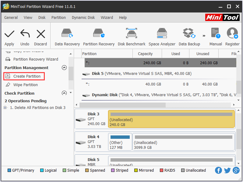 create partition