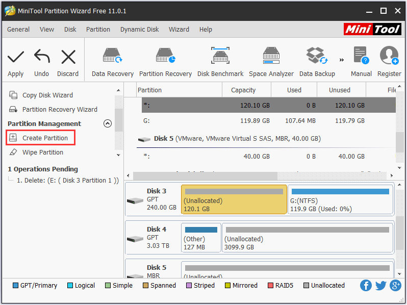 create partition