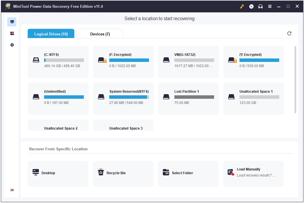 the main interface of MiniTool Power Data Recovery