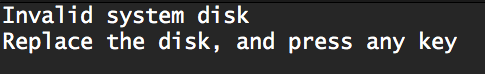 the invalid system disk error