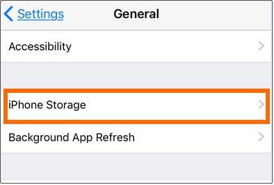 click iPhone Storage