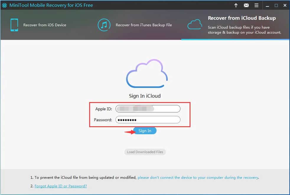 choose Recover from iCloud Backup File