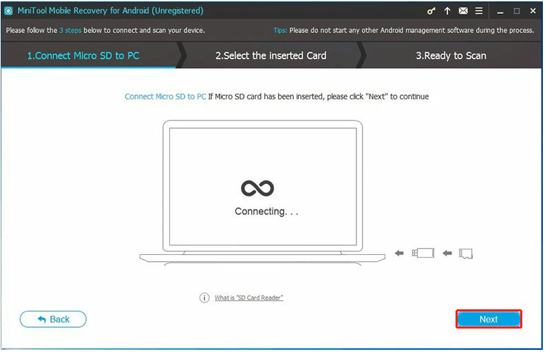 connect the SD card to the PC