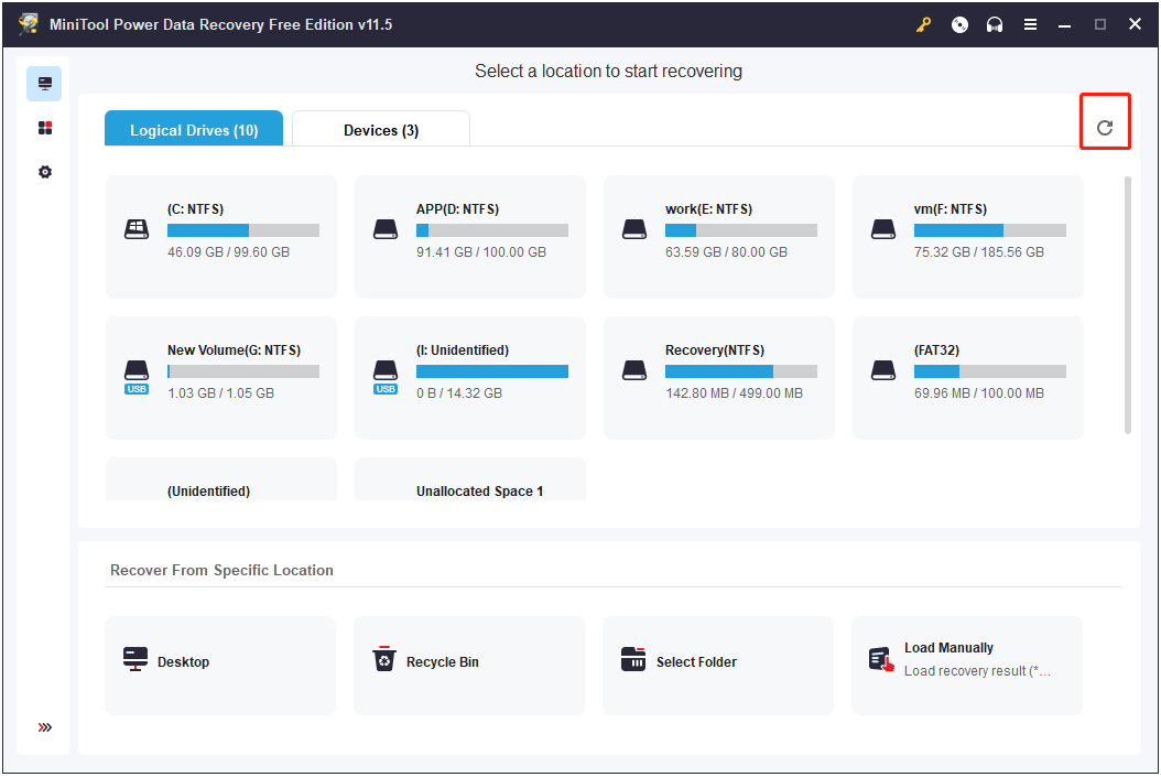refresh the devices list